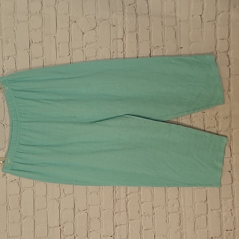 Seafoam Green Size Large Cropped Beach Summer Casual Lightweight Pull On Pants